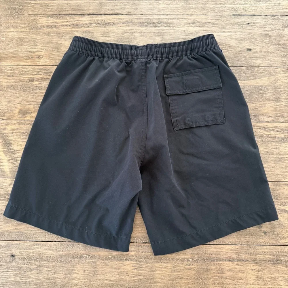 Psycho Bunny Boys Black Striped Swim Trunks Board‎ Shorts Size 10/12 Logo